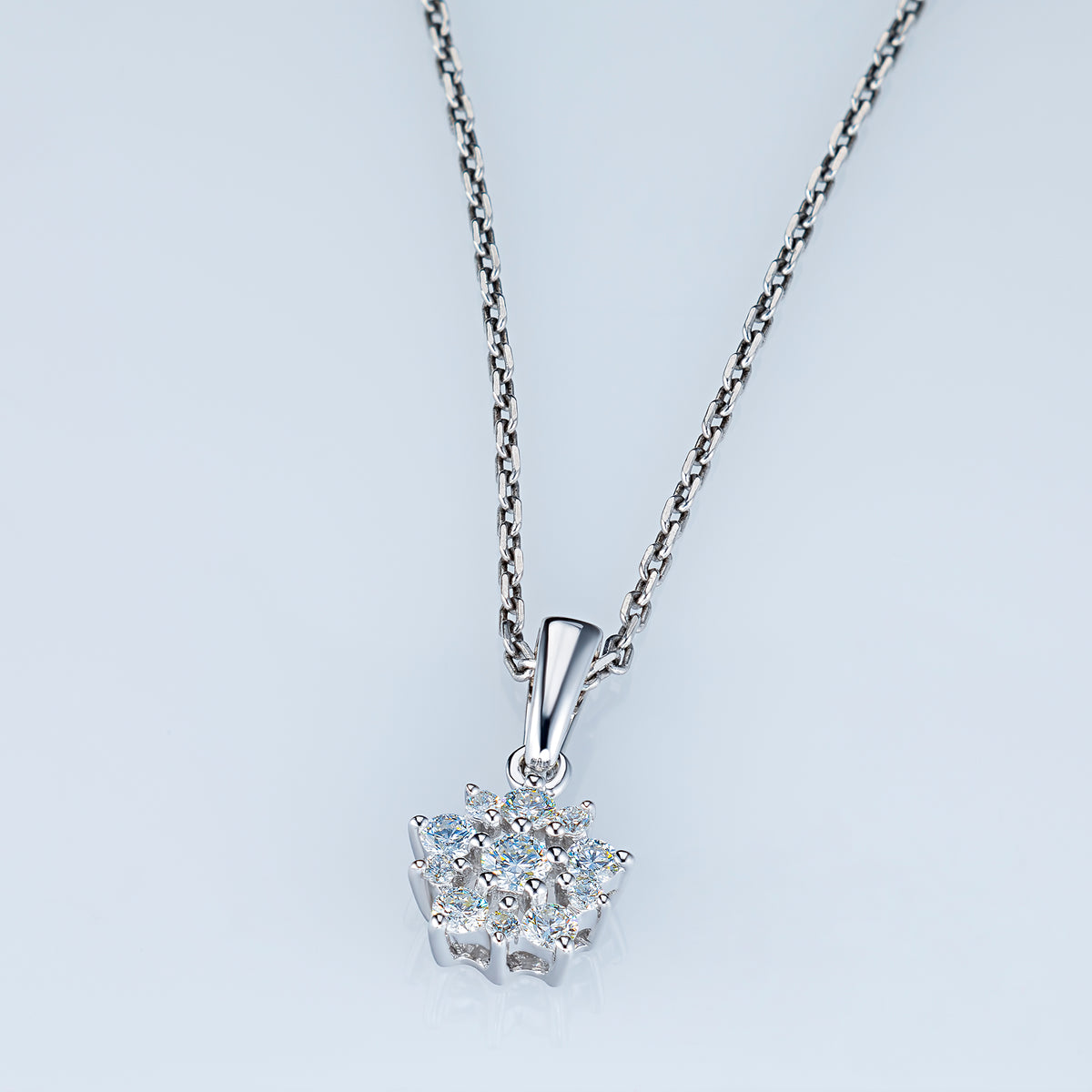 14K White Gold Pendant with Natural Diamonds