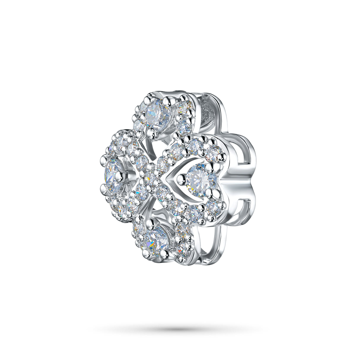 14K White Gold Pendant with Natural Diamonds