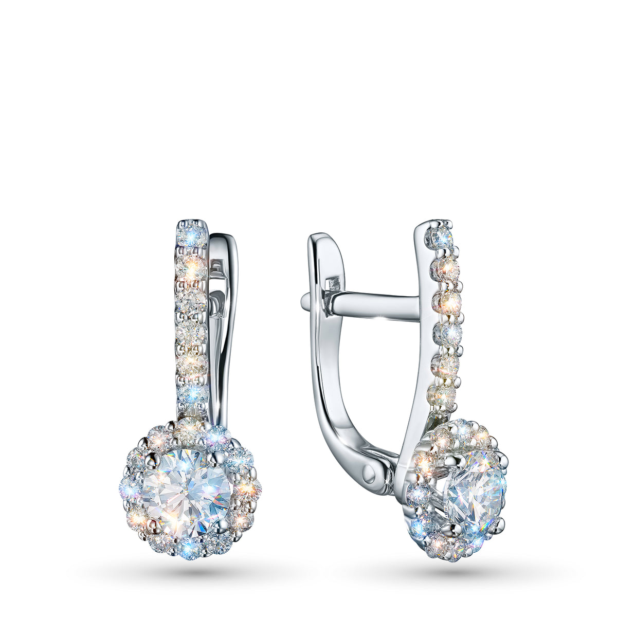 14K White Gold Earrings with Natural Diamonds