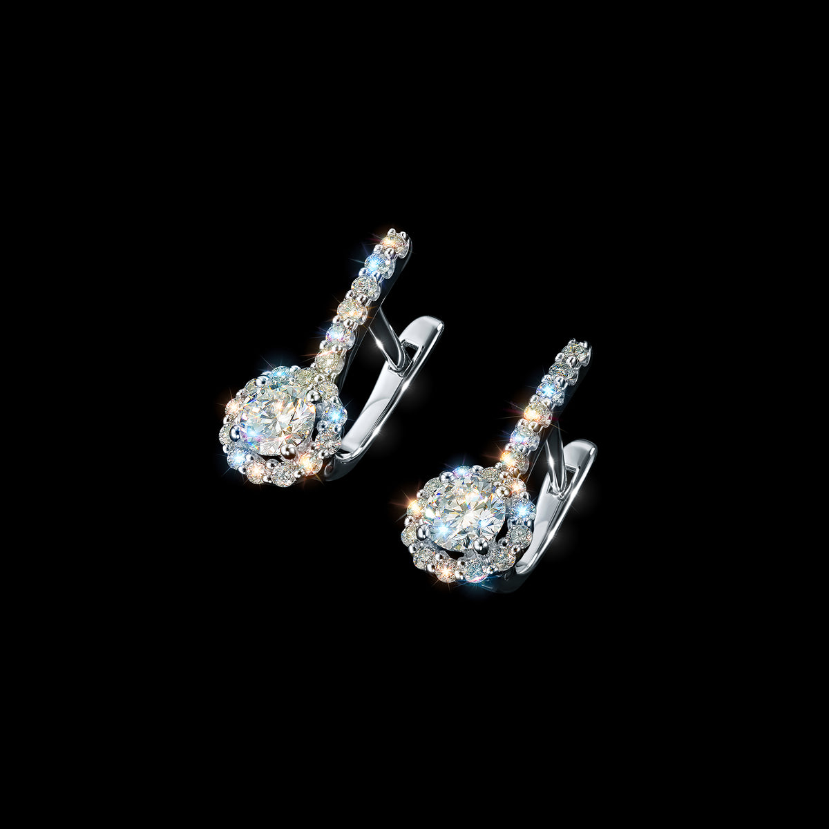14K White Gold Earrings with Natural Diamonds
