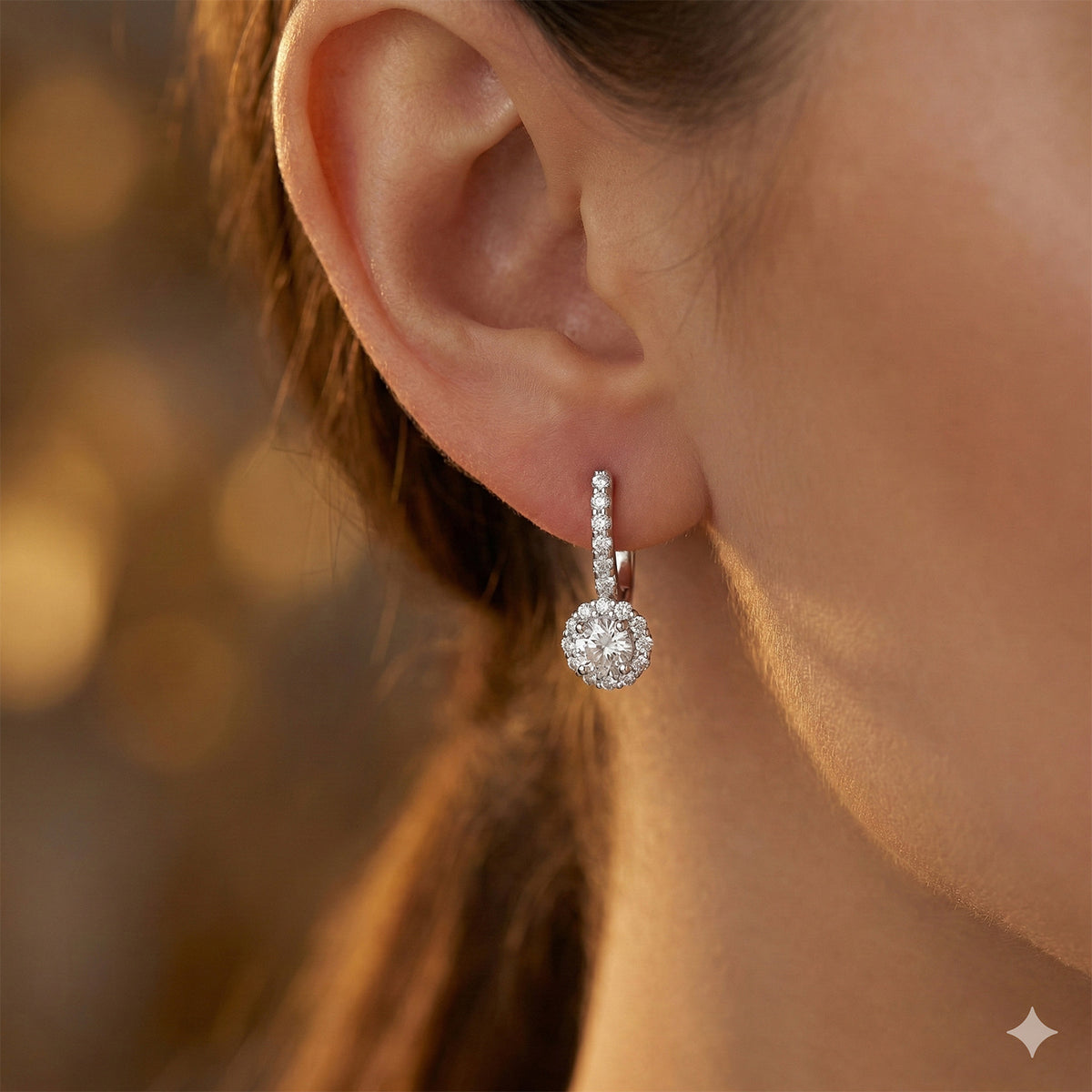 14K White Gold Earrings with Natural Diamonds