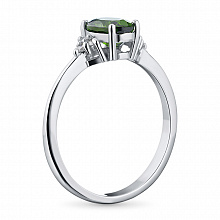 Пръстен с диаманти или С хромдиопсид